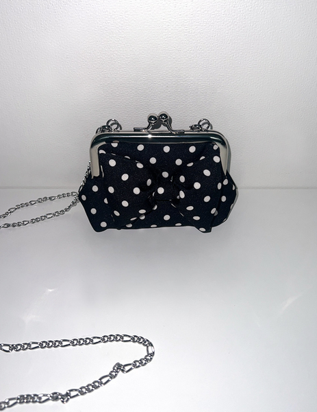 [Peakdrawing] [Black.ver] Ribbon Polkadot Frame Mini Bag
