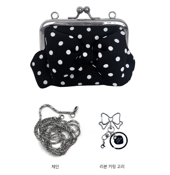 [Peakdrawing] [Black.ver] Ribbon Polkadot Frame Mini Bag