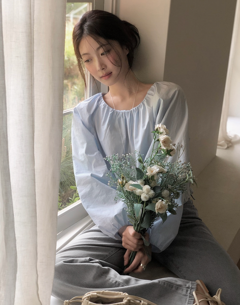 [SLOWAND] # SLOWMADE Cotton Shirring Blouse