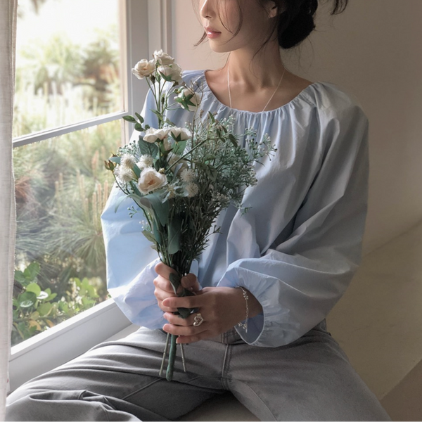 [SLOWAND] # SLOWMADE Cotton Shirring Blouse