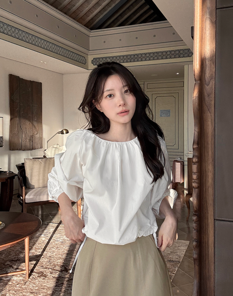 [SLOWAND] # SLOWMADE Cotton Shirring Blouse