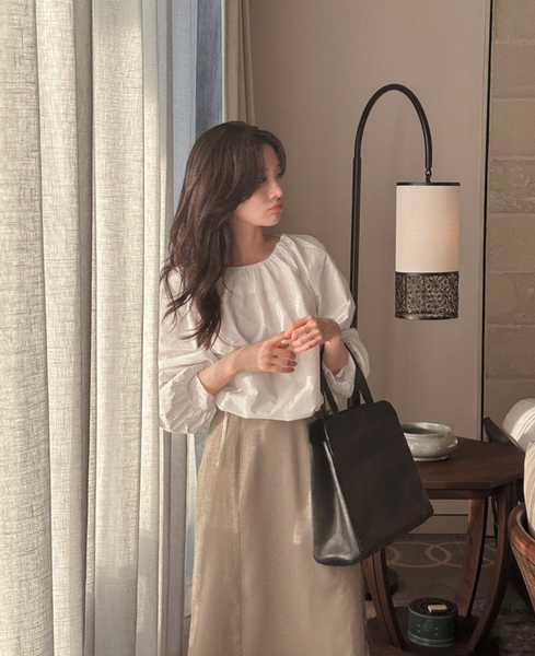 [SLOWAND] # SLOWMADE Cotton Shirring Blouse