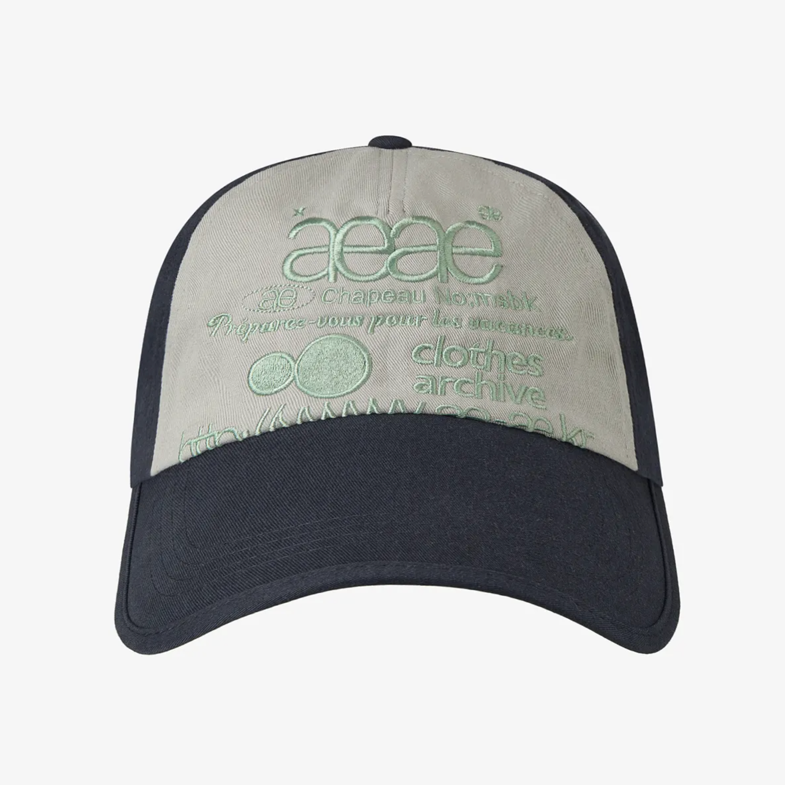 [aeae] WEB LOGO 5 PANNEL BALL CAP [DARK NAVY/ASH]
