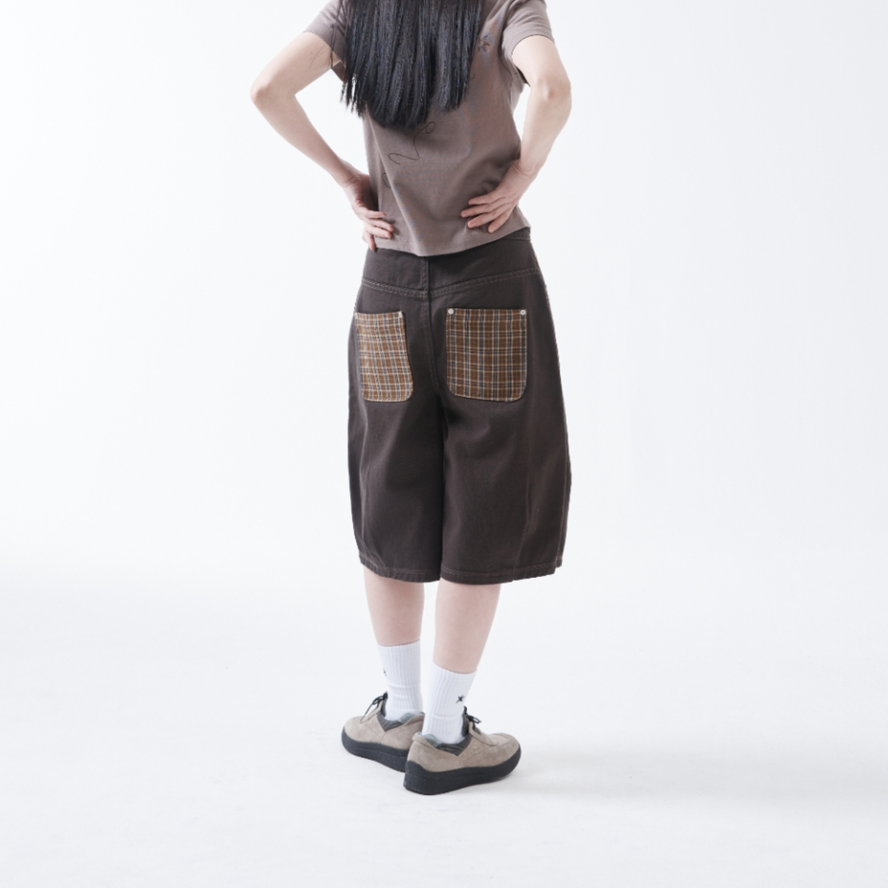 [THE COLDEST MOMENT] TCM Check Pocket Half Pants (Charcoal)