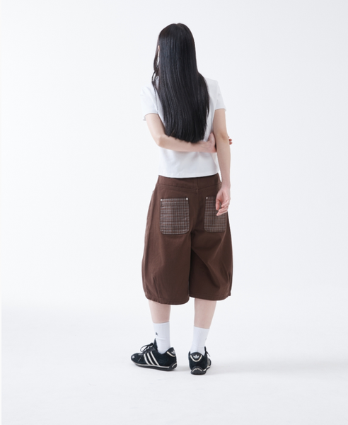 [THE COLDEST MOMENT] TCM Check Pocket Half Pants (Brown)