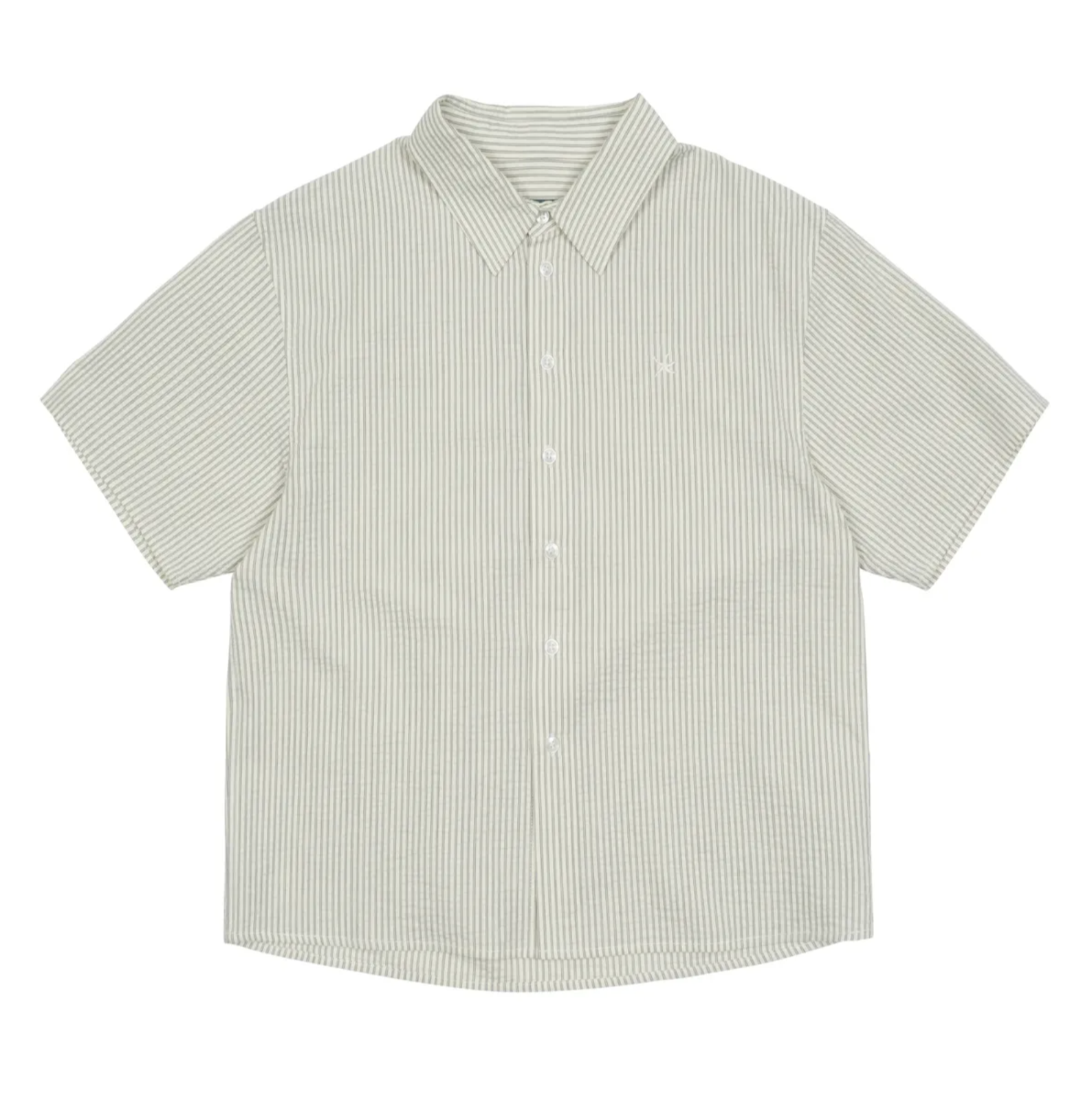 [THE COLDEST MOMENT] TCM Mini Logo Stripe Half Shirts (Beige)
