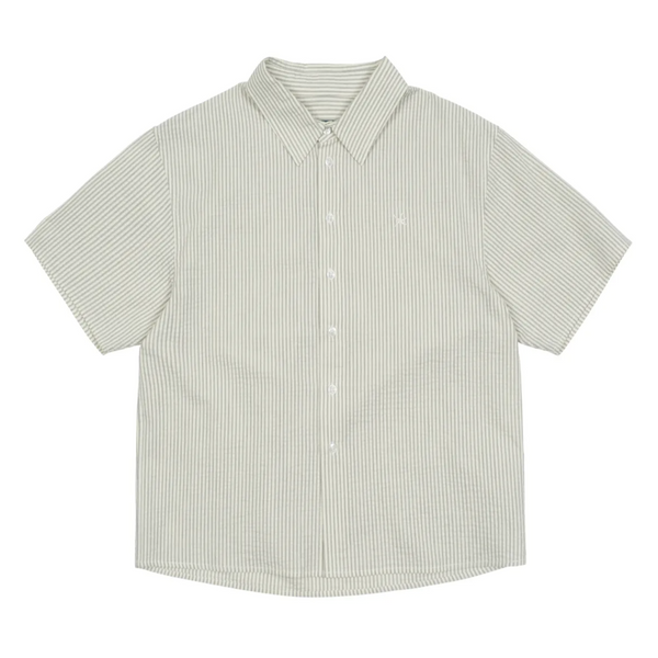 [THE COLDEST MOMENT] TCM Mini Logo Stripe Half Shirts (Beige)