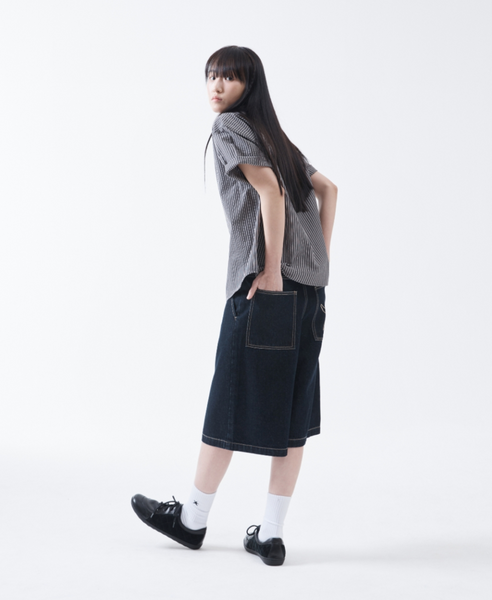 [THE COLDEST MOMENT] TCM Mini Logo Stripe Half Shirts (Black)