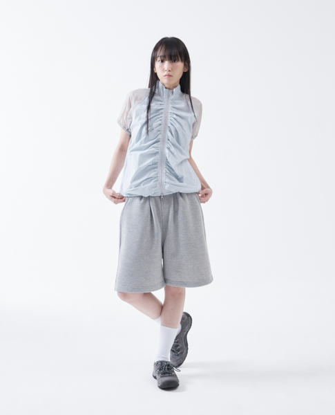 [THE COLDEST MOMENT] (w) TCM Shirring Half Windstoper (Sky Blue/Grey)