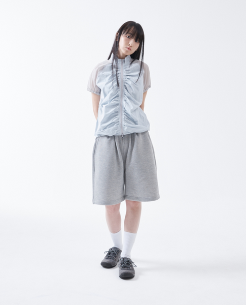 [THE COLDEST MOMENT] (w) TCM Shirring Half Windstoper (Sky Blue/Grey)