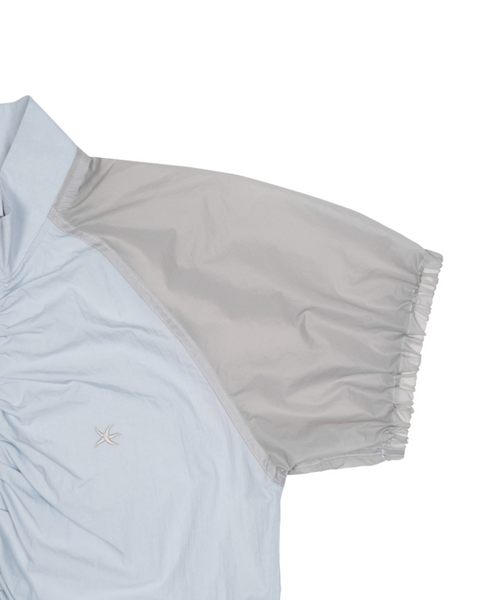 [THE COLDEST MOMENT] (w) TCM Shirring Half Windstoper (Sky Blue/Grey)