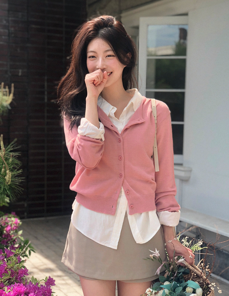 [SLOWAND] #SLOWMADE Plain Round Basic Cardigan