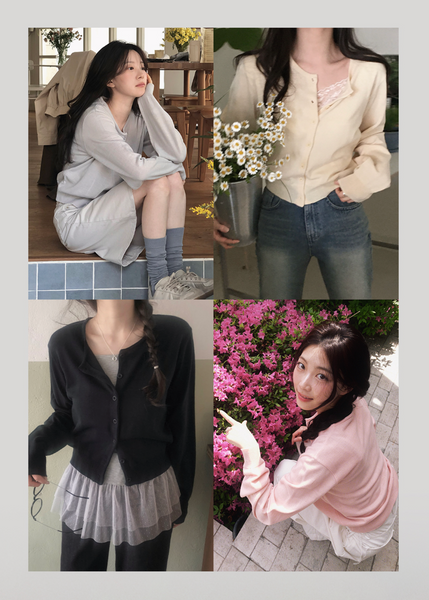 [SLOWAND] #SLOWMADE Plain Round Basic Cardigan