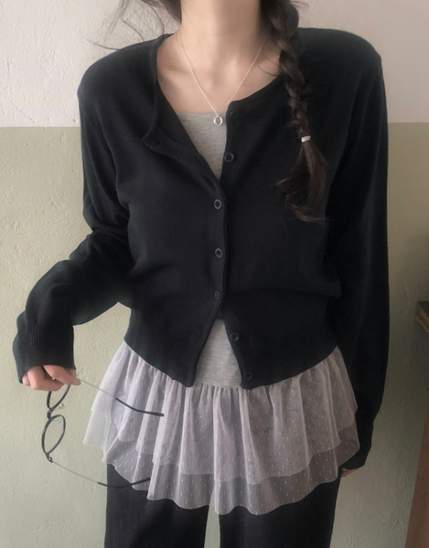 [SLOWAND] #SLOWMADE Plain Round Basic Cardigan