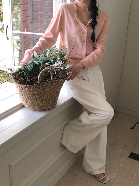 [SLOWAND] #SLOWMADE Plain Round Basic Cardigan