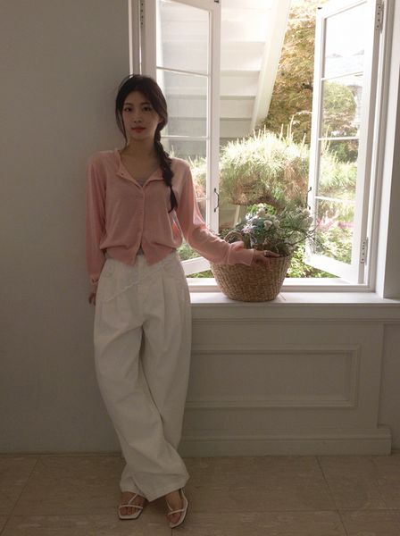 [SLOWAND] #SLOWMADE Plain Round Basic Cardigan