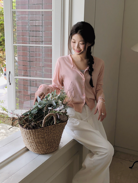 [SLOWAND] #SLOWMADE Plain Round Basic Cardigan