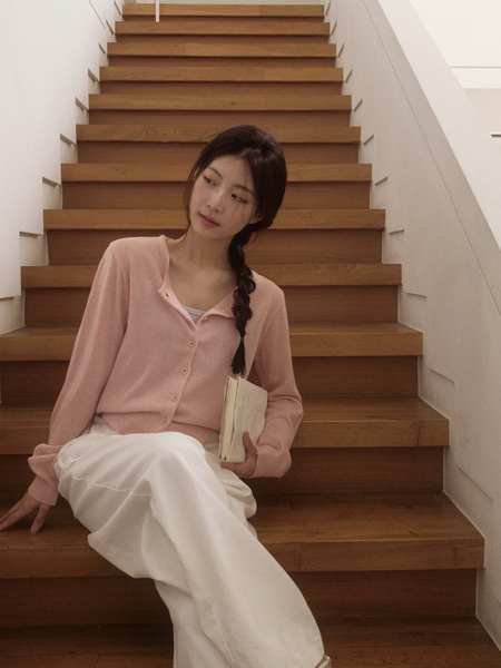 [SLOWAND] #SLOWMADE Plain Round Basic Cardigan