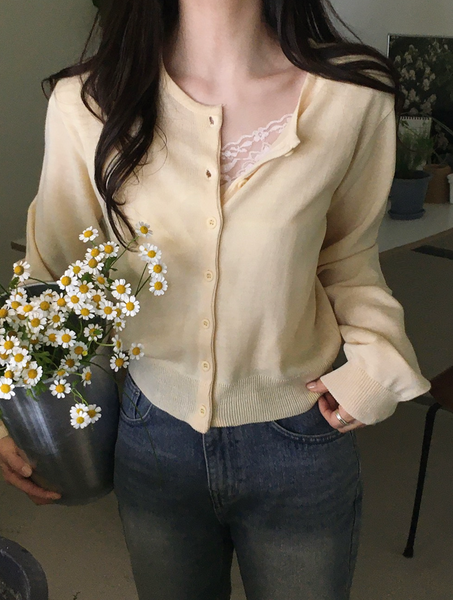 [SLOWAND] #SLOWMADE Plain Round Basic Cardigan