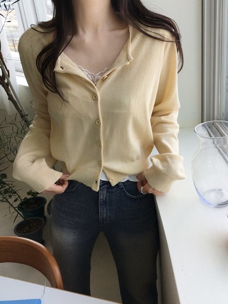 [SLOWAND] #SLOWMADE Plain Round Basic Cardigan