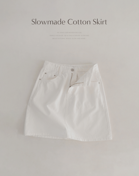 [SLOWAND] # SLOWMADE Pure Cream Long Mini Cotton Skirt