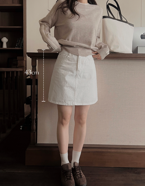 [SLOWAND] # SLOWMADE Pure Cream Long Mini Cotton Skirt