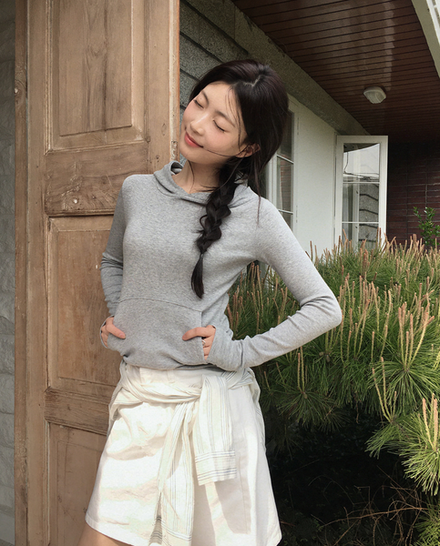 [SLOWAND] # SLOWMADE Pure Cream Long Mini Cotton Skirt