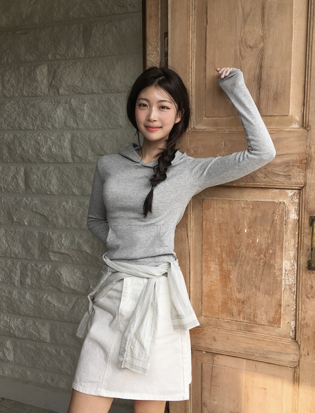 [SLOWAND] # SLOWMADE Pure Cream Long Mini Cotton Skirt