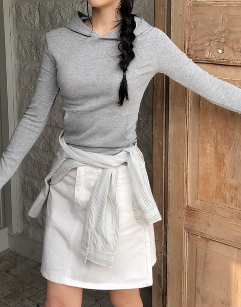 [SLOWAND] # SLOWMADE Pure Cream Long Mini Cotton Skirt