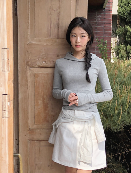 [SLOWAND] # SLOWMADE Pure Cream Long Mini Cotton Skirt