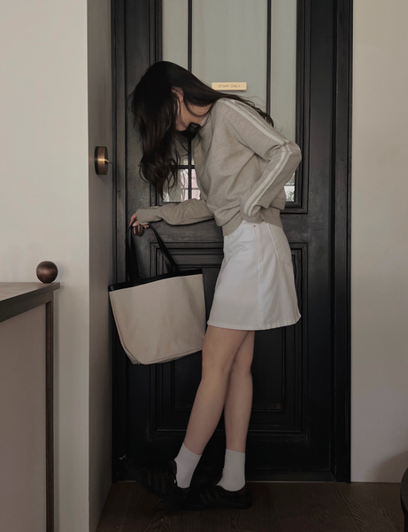 [SLOWAND] # SLOWMADE Pure Cream Long Mini Cotton Skirt