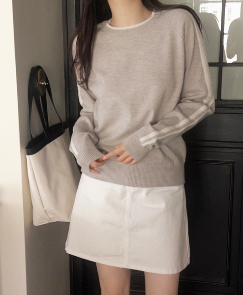 [SLOWAND] # SLOWMADE Pure Cream Long Mini Cotton Skirt
