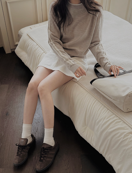 [SLOWAND] # SLOWMADE Pure Cream Long Mini Cotton Skirt