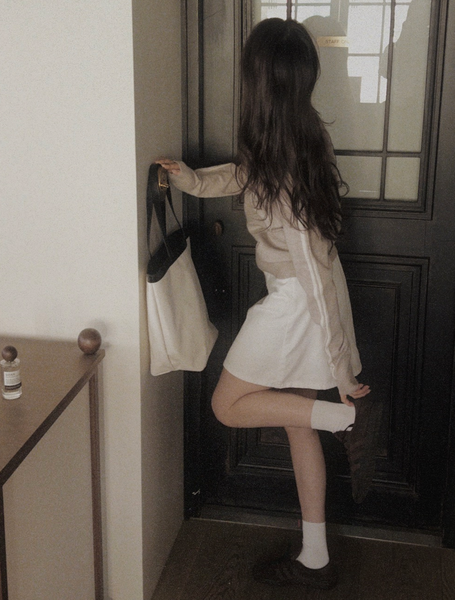 [SLOWAND] # SLOWMADE Pure Cream Long Mini Cotton Skirt