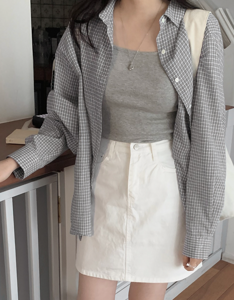 [SLOWAND] # SLOWMADE Pure Cream Long Mini Cotton Skirt