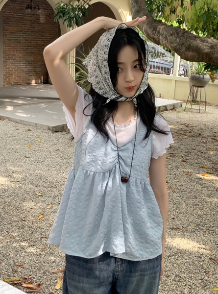 [98°C] [NEAH] Forming Embossed Bustier Blouse