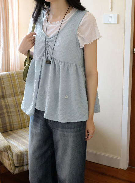 [98°C] [NEAH] Forming Embossed Bustier Blouse