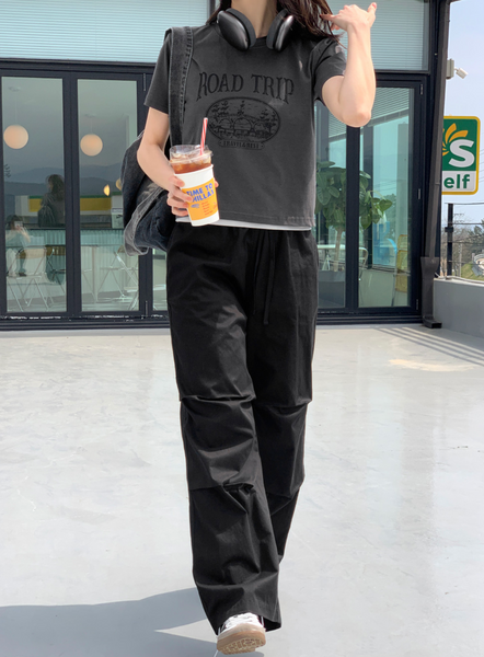 [98°C] Trip Printed Crop Short Sleeve T-Shirt