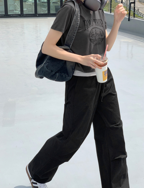 [98°C] Trip Printed Crop Short Sleeve T-Shirt