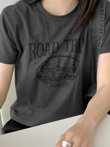 [98°C] Trip Printed Crop Short Sleeve T-Shirt