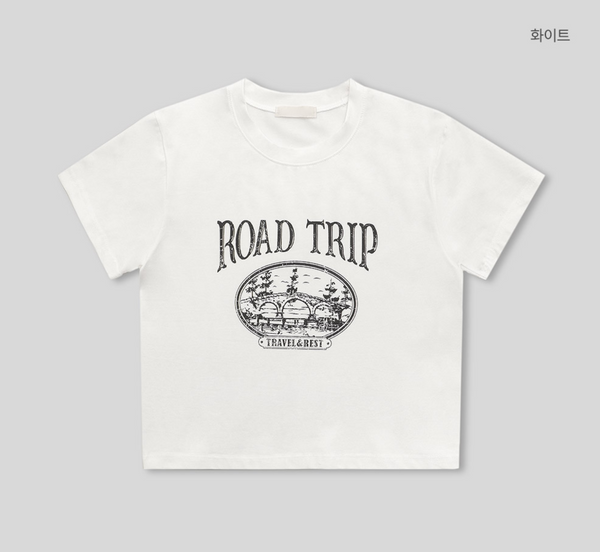 [98°C] Trip Printed Crop Short Sleeve T-Shirt