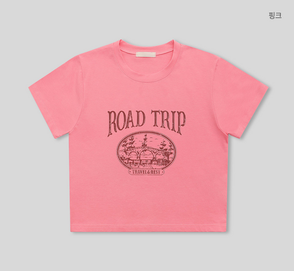[98°C] Trip Printed Crop Short Sleeve T-Shirt