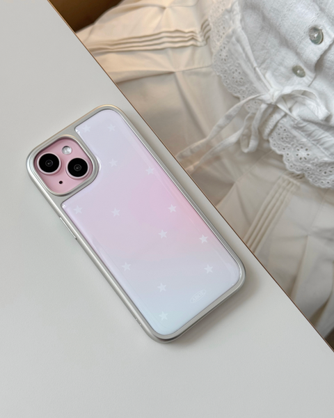 [ABOE] PINK AURORA STAR Silver Epoxy Phone Case