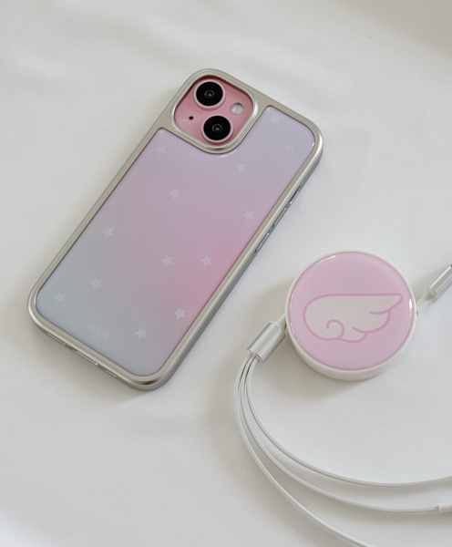 [ABOE] PINK AURORA STAR Silver Epoxy Phone Case