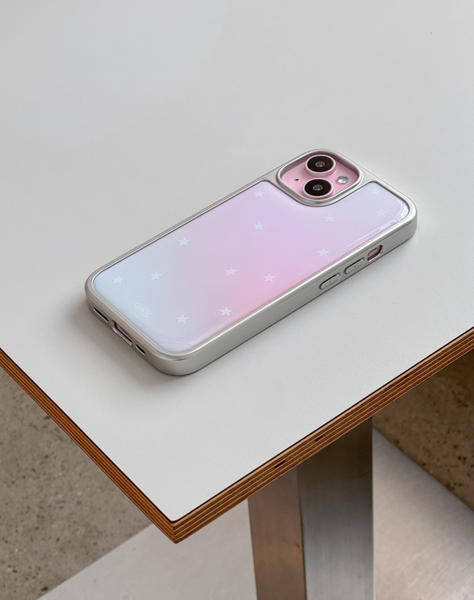 [ABOE] PINK AURORA STAR Silver Epoxy Phone Case