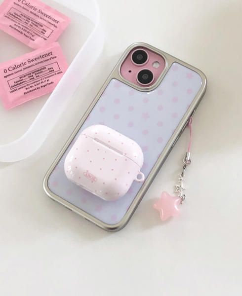 [ABOE] PINK DOT&STAR Silver Epoxy Phone Case