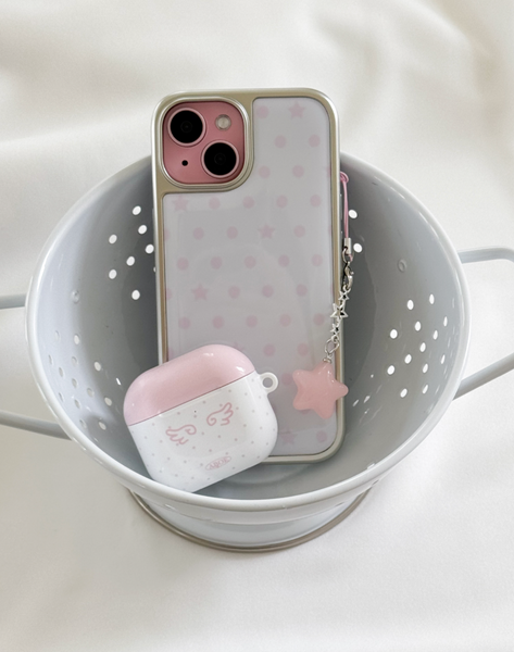 [ABOE] PINK DOT&STAR Silver Epoxy Phone Case