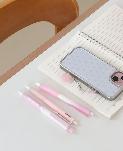 [ABOE] PINK DOT&STAR Silver Epoxy Phone Case