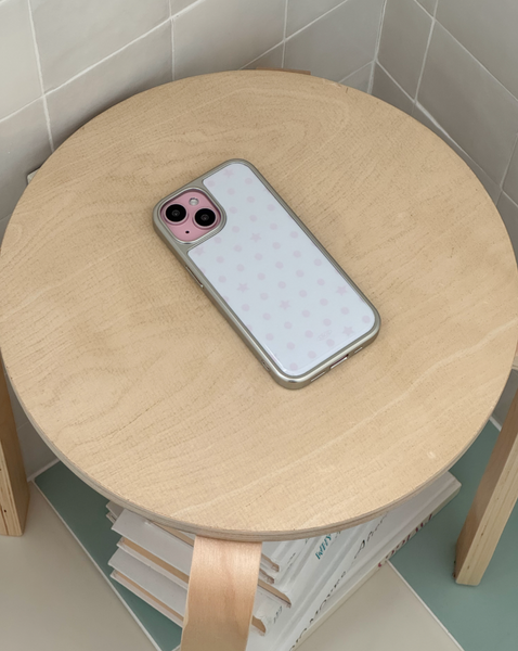 [ABOE] PINK DOT&STAR Silver Epoxy Phone Case