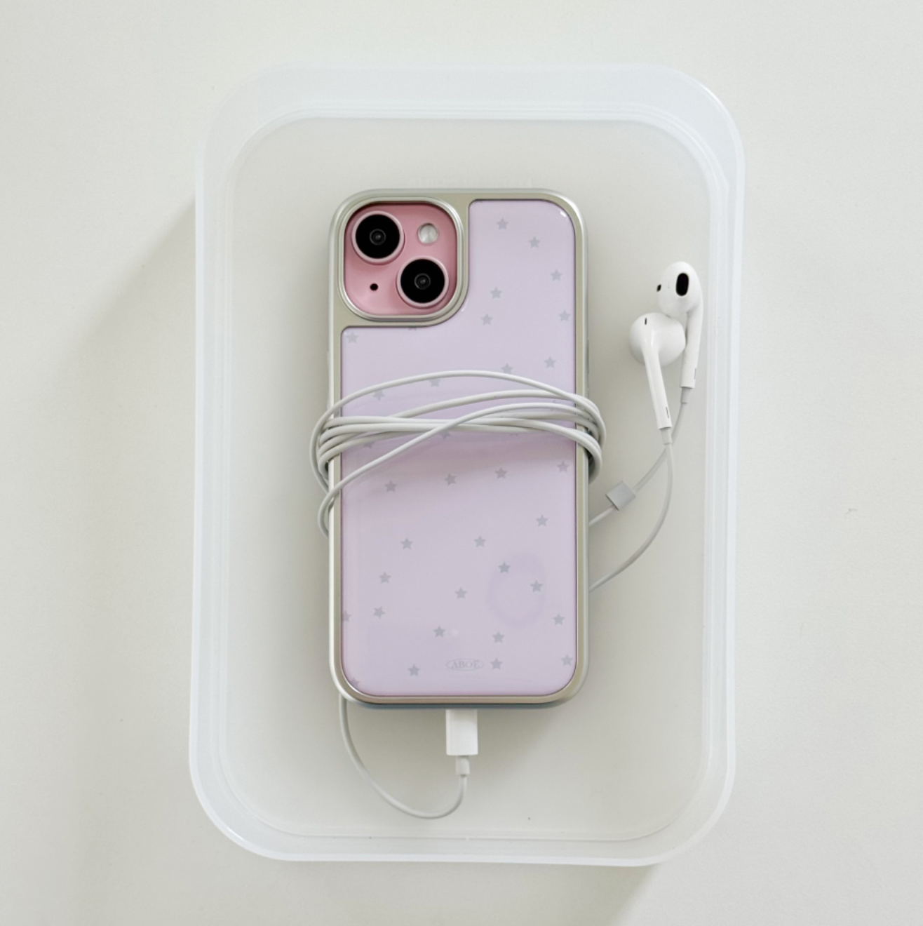 [ABOE] PINK STAR Silver Epoxy Phone Case